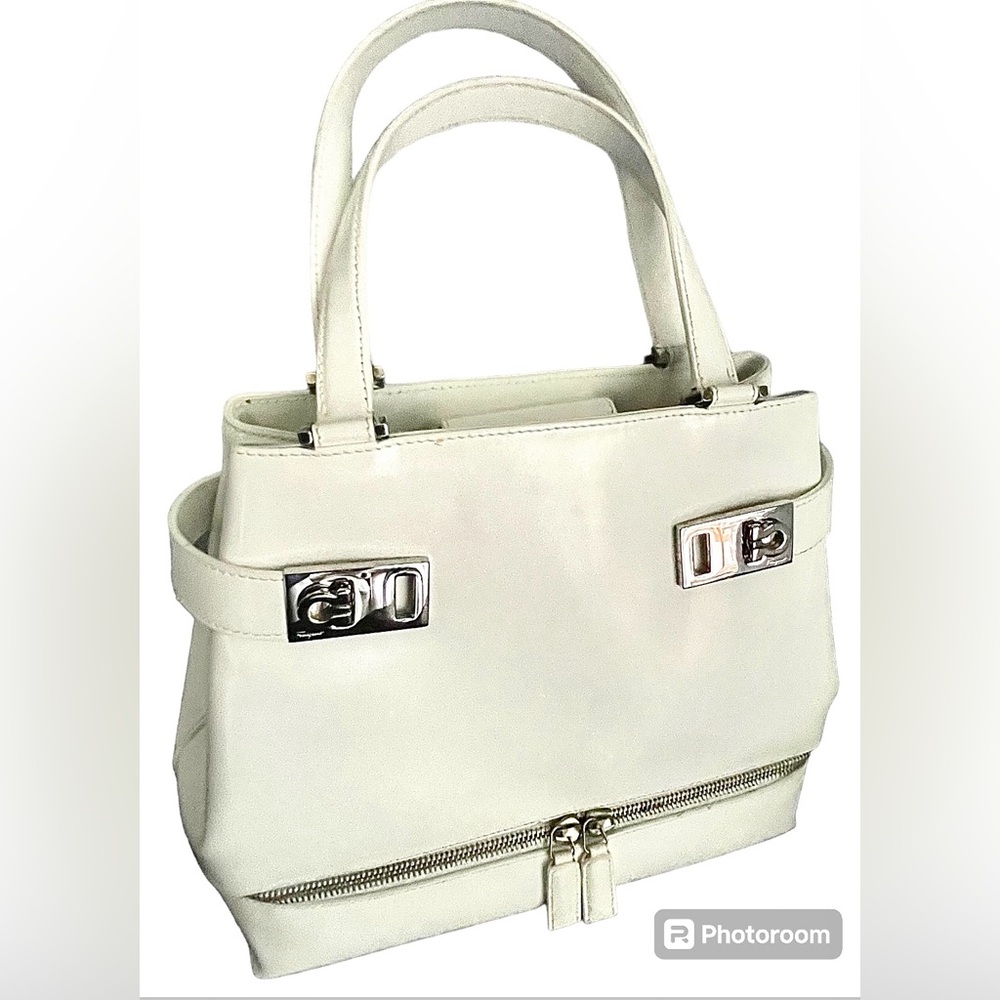 Salvatore Ferragamo Leather Gancini Satchel Hand Bag EUC